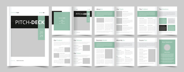 Pitch Deck Template, Company Profile, Corporate Brochure, Print Ready - obrazy, fototapety, plakaty