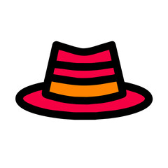 Vintage Straw Hat Single icon vector graphics Summer element silhouette sign symbol illustration on a Transparent Background