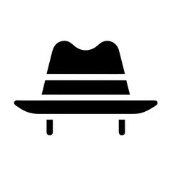 Vintage Straw Hat Single icon vector graphics Summer element silhouette sign symbol illustration on a Transparent Background