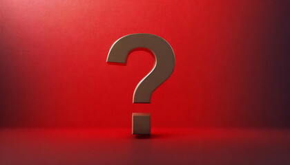 Question mark on red background. 3D rendering. FAQ and QA. Problem solution.