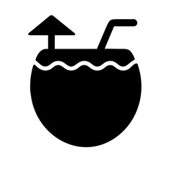 Coconut Drink Single icon vector graphics Summer element silhouette sign symbol illustration on a Transparent Background