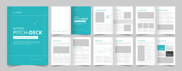 Pitch Deck Template, Company Profile, Corporate Brochure, Print Ready - obrazy, fototapety, plakaty