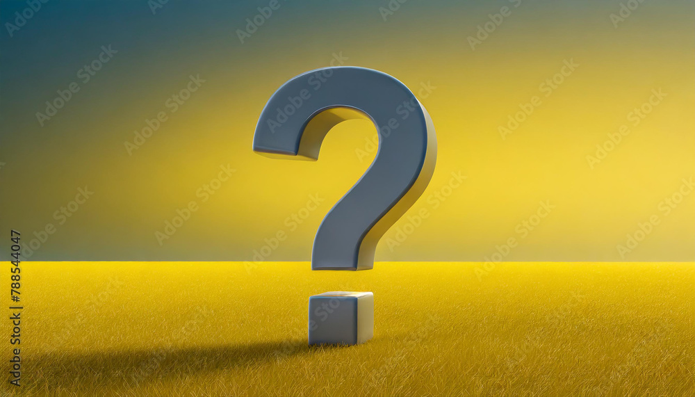 Fototapete question mark on yellow background. 3d rendering. faq and qa. problem solution.