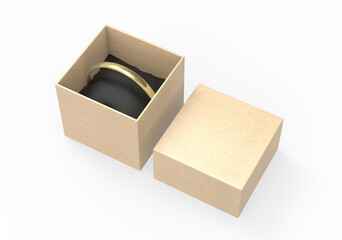 Blank Velvet Pillow Solid Elegant Bracelet Paper Gift Jewelry Packaging Box, 3d illustration.