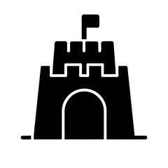 Sandcastle icon vector graphics element silhouette Summer hot sign symbol illustration on a Transparent Background