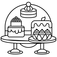          cakes, deserts, pastries vector illustration.
