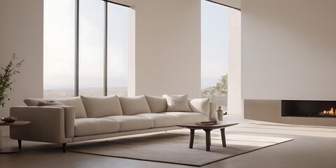 Serene Minimalist Living Space with Elegant Simplicity / Espa&ccedil;o de Vida Minimalista Sereno com Simplicidade Elegante