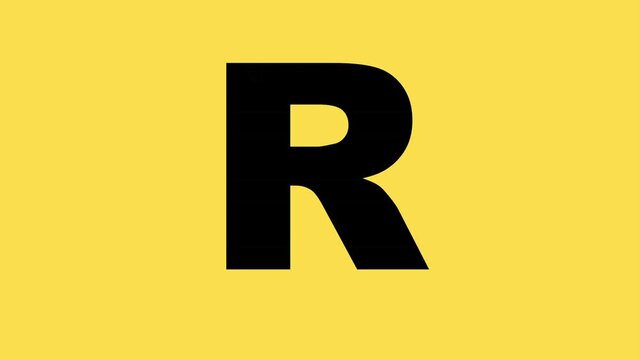 animated design of letter R in Yellow background 