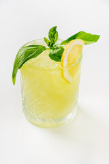 lemonade with basil and lemon