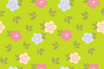 Abstract floral seamless pattern with decorative flowers and leaves. Organic nature shapes background. Paper cut collage style. Modern vector design for fabric, textile, wallpaper, wrapping.