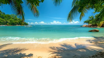  Beautiful tropical beach on Seychelles, Praslin © Nutchanok