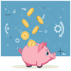 business concept illustration, vector illustration of savings, finance, banking, sale, creative concept web banner