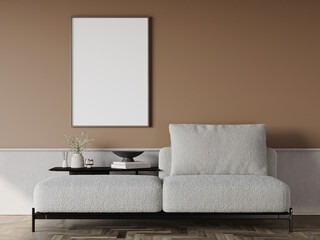 Mockup poster in minimalism interior design, poster for product presentation, 3d illustration.