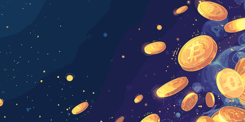 Naklejka premium Copy space background cryptocurrency vector cartoon illustration blank background bitcoin