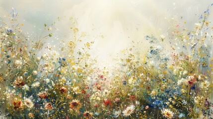 Fototapeta na wymiar Enchanting Wildflower Meadow Abstract Artwork