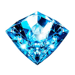 Fototapeta premium Sparkling blue diamond on a transparent background isolated.