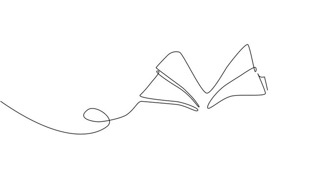 animation of one line art illustration of a silhouette book on white background
