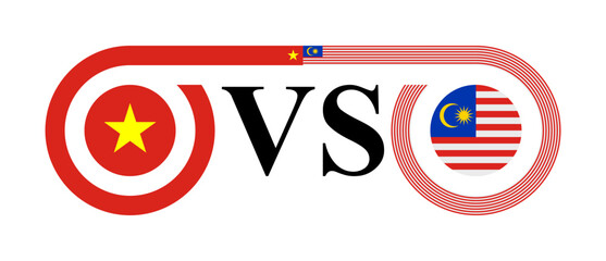concept between vietnam vs malaysia. vector illustration isolated on white background