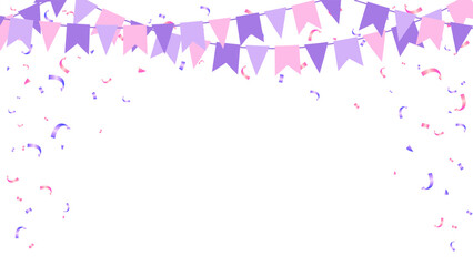Frame color pastel bunting garland flag and confetti birthday decoration elements - 788561278