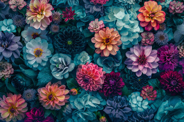 Enchanting Floral Mosaic: A Tapestry of Lush, Colorful Blooms