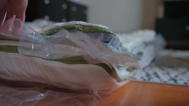 New mattress, unpacked from vacuum packaging