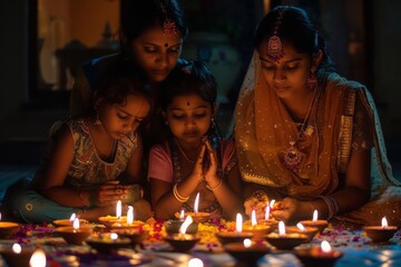 Diwali festival, Indian families, diyas, rangoli, festival of lights