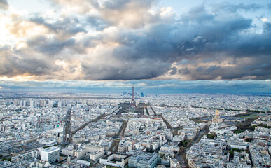 aerial view of Paris with Eiffel Tower  France