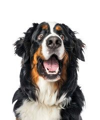 Bernese mountain dog surprised, isolated on transparent background