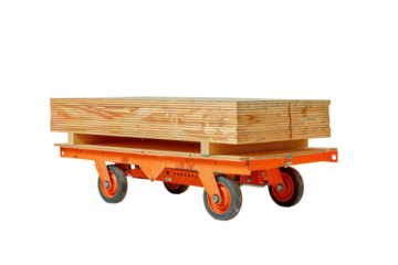 Cart carrying plywood sheets
isolated on white background