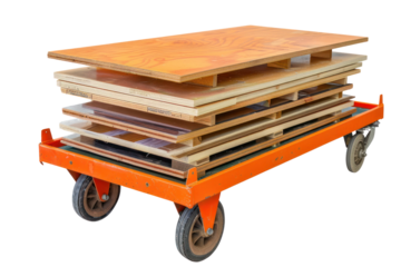 Cart carrying plywood sheets
isolated on white background