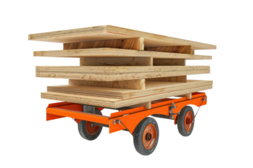 Cart carrying plywood sheets
isolated on white background
