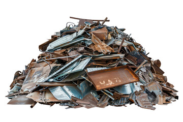 metal heap at recycling junk
isolated on white background