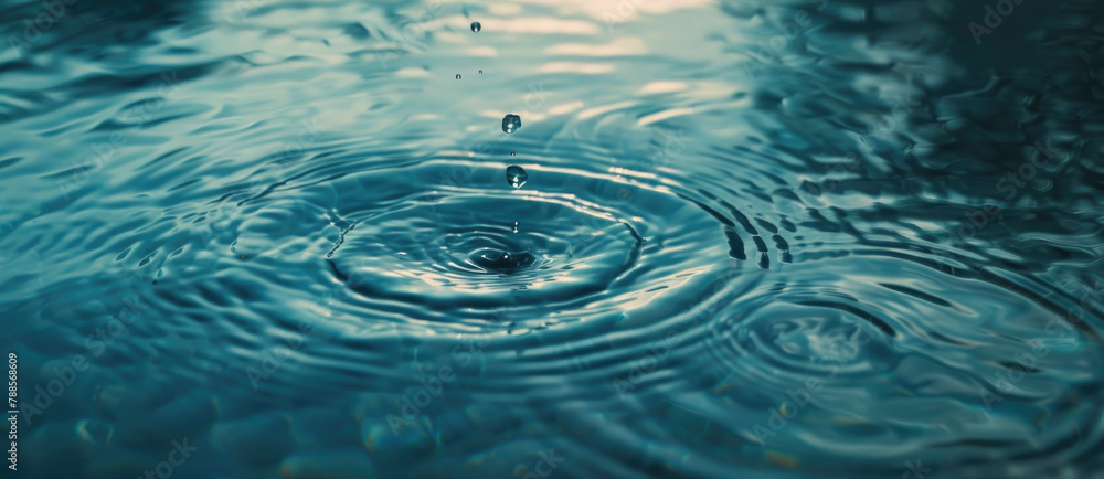 Poster A close up of a water drop in a pool. Perfect for nature or abstract concepts