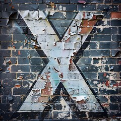 Distressed Brick Wall Background with a painted letter "X"