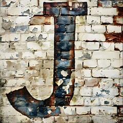 Distressed Brick Wall Background with a painted letter 