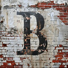 Distressed Brick Wall Background with a painted letter "B"