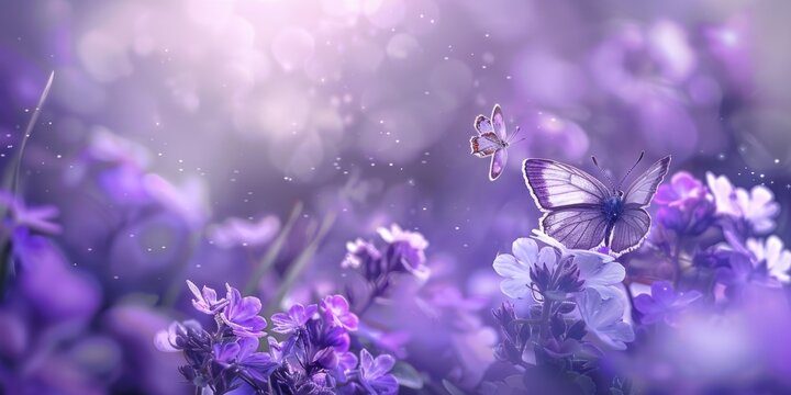 A butterfly resting on a vibrant purple flower, perfect for nature-themed designs
