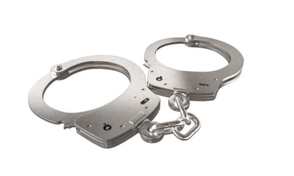 Silver handcuffs isolated on white