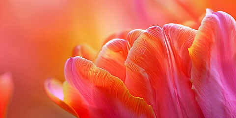 Vibrant Tulip Petals Close-Up in Warm Sunlight