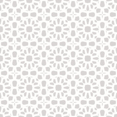 Vector abstract mosaic seamless pattern. Gray and white ornamental texture, Oriental style. Subtle elegant background. Geometric ornament with floral grid, lattice. Repeating decorative geo design - 788572425