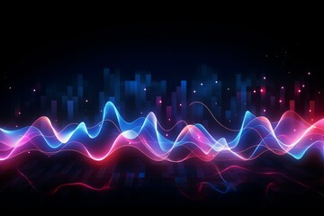 Abstract Equalizer Effect Neon background, music equalizer wave, colorful sound waves background, music frequency wave background, Multicolor music equalizer background, AI Generative - obrazy, fototapety, plakaty