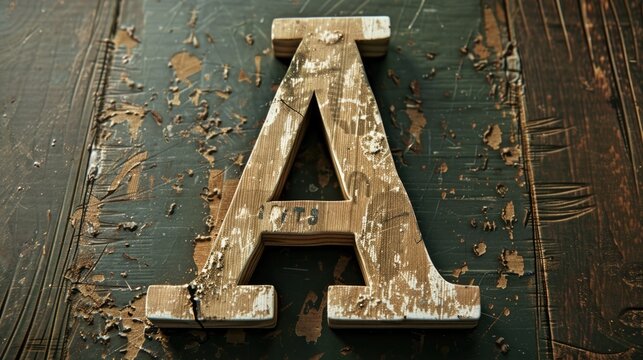 Close up of a wooden letter on a table. Perfect for educational concepts