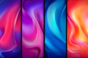 Set of abstract liquid background. Neon color blend. Blurred fluid colors. Gradient mesh. Modern design template for posters, and banners, brochures, flyers, covers, websites.
