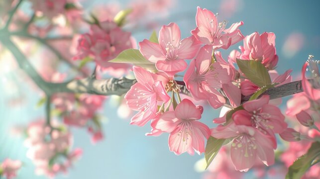 Close up of pink flowers on a tree. Suitable for nature backgrounds