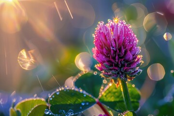 Close-up of a pink flower with water droplets, perfect for nature and beauty concepts