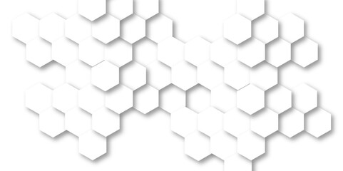 Fototapeta premium Abstract white background with hexagon and hexagonal background. Luxury white pattern with hexagons. abstract 3d hexagonal background with shadow. 3D futuristic abstract honeycomb mosaic background.