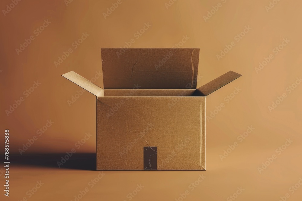 Aufkleber A simple cardboard box on a plain surface, versatile for various projects