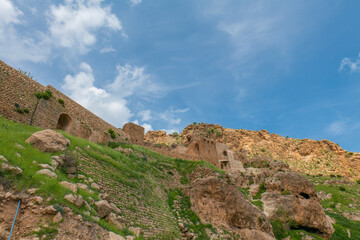 Mardin Mor Evgin Monastery is built on top of the mountain and serves the clergy in seclusion stone art