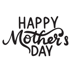 Happy Mother's Day text isolated on transparent background. Hand drawn vector art.