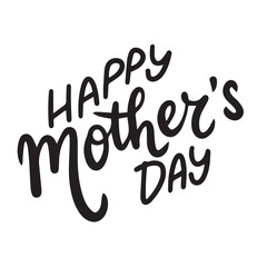 Happy Mother's Day text isolated on transparent background. Hand drawn vector art.